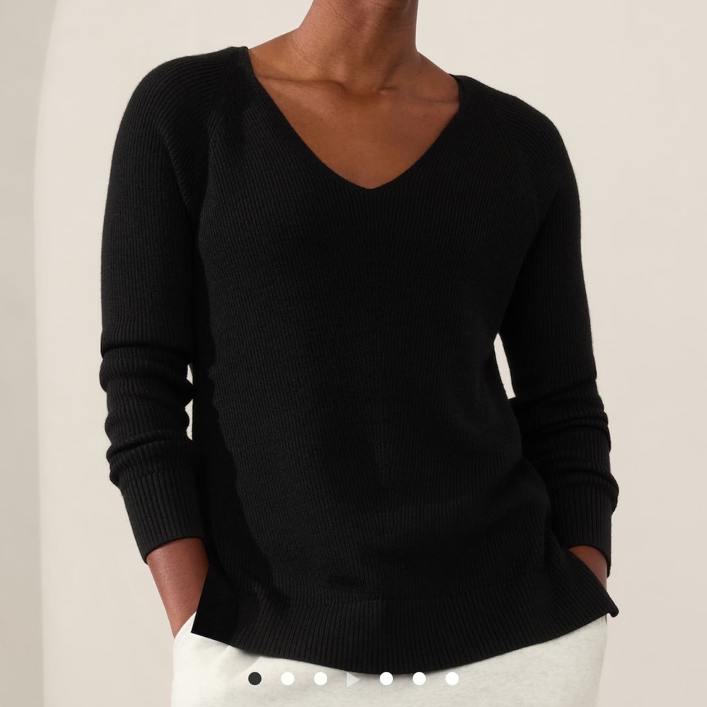 Athleta Hanover Refined V-Neck Black Sweater